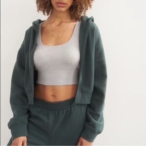 ARDENE | Green Cropped Zip Up Hoodie Size Medium